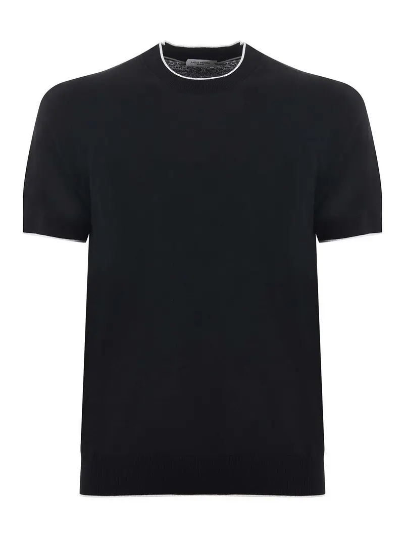 T-shirt In Filo Di Cotone Nero