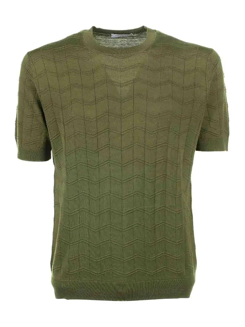 T-Shirt Verde In Cotone E Seta