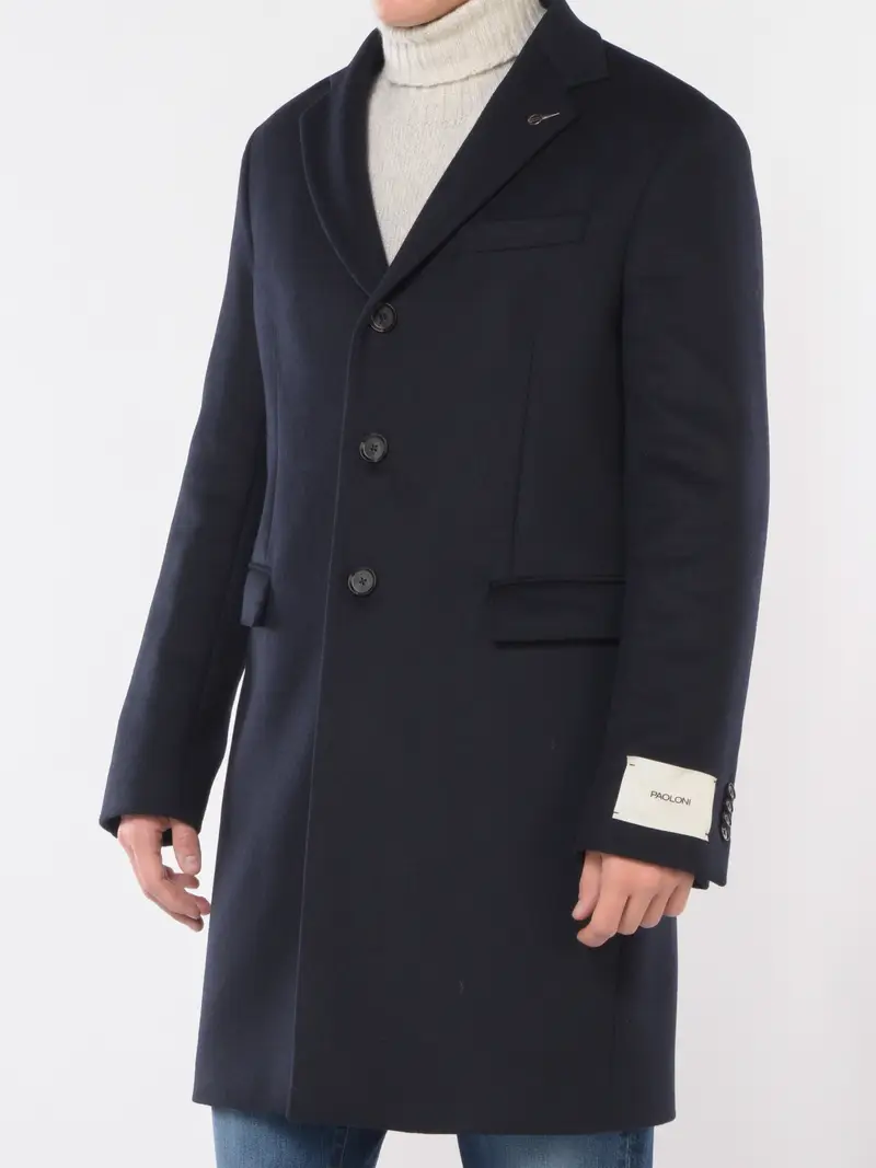cappotto da uomo Paoloni due bottoni in lana Blu