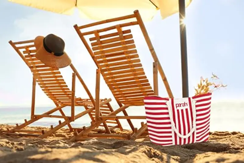 PARAH, Borsa da Mare Grande 48 x 32, Fashion e Versatile, Colori Assortiti (Rossa) miniatura 3