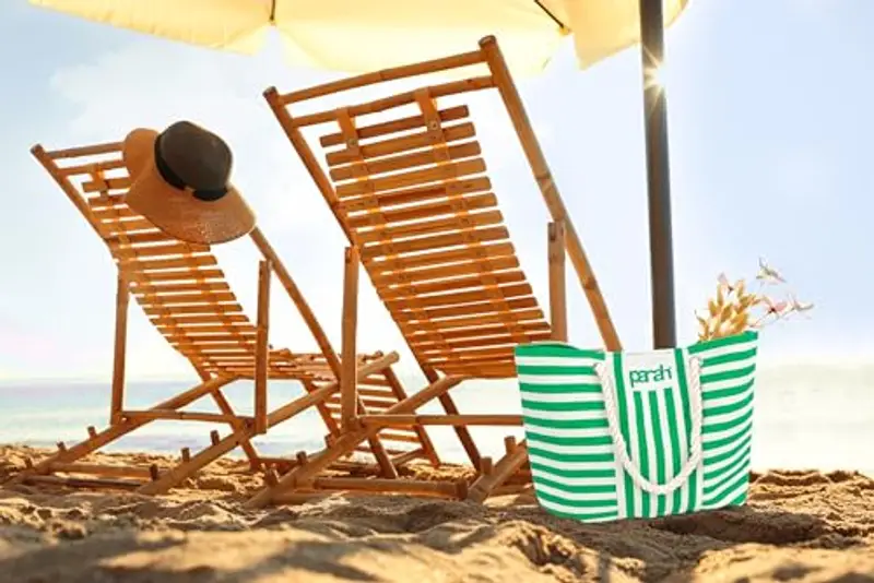 PARAH, Borsa da Mare Grande 48 x 32, Fashion e Versatile, Colori Assortiti (Verde) miniatura 3