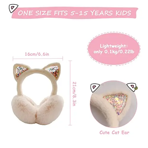 Paraorecchie Invernali per Bambini - Carino Unicorno Gatto Soffice Scaldaorecchie Peluche Termico Peloso Antivento miniatura 2