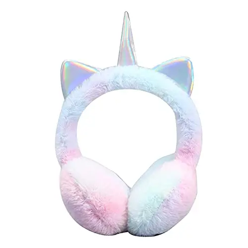 Paraorecchie per Ragazze Unicorno Paraorecchie Invernale in pelliccia Sintetica Scaldabagno con Graziosi Paillettes