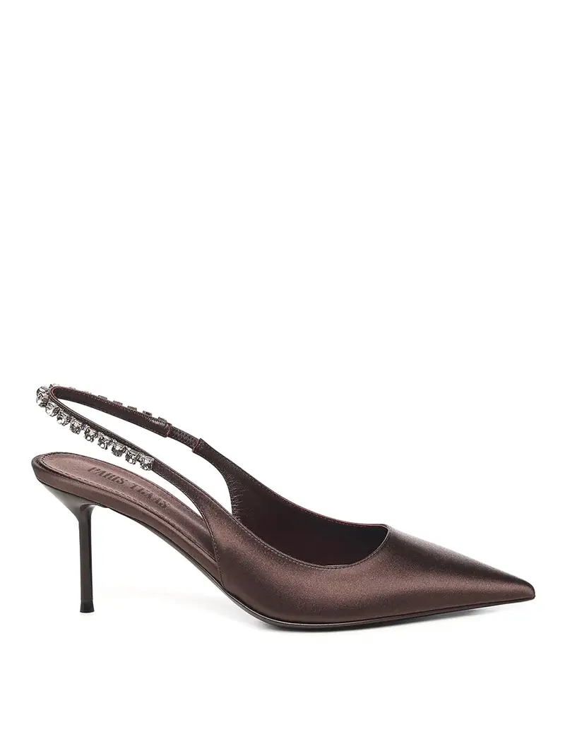 Slingback Lidia in Raso Marrone Scuro