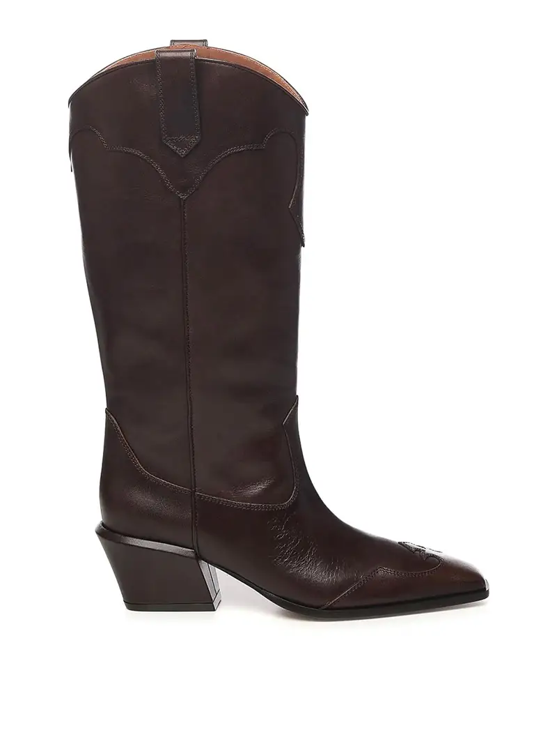 Stivali in pelle western Bettina Marrone Scuro