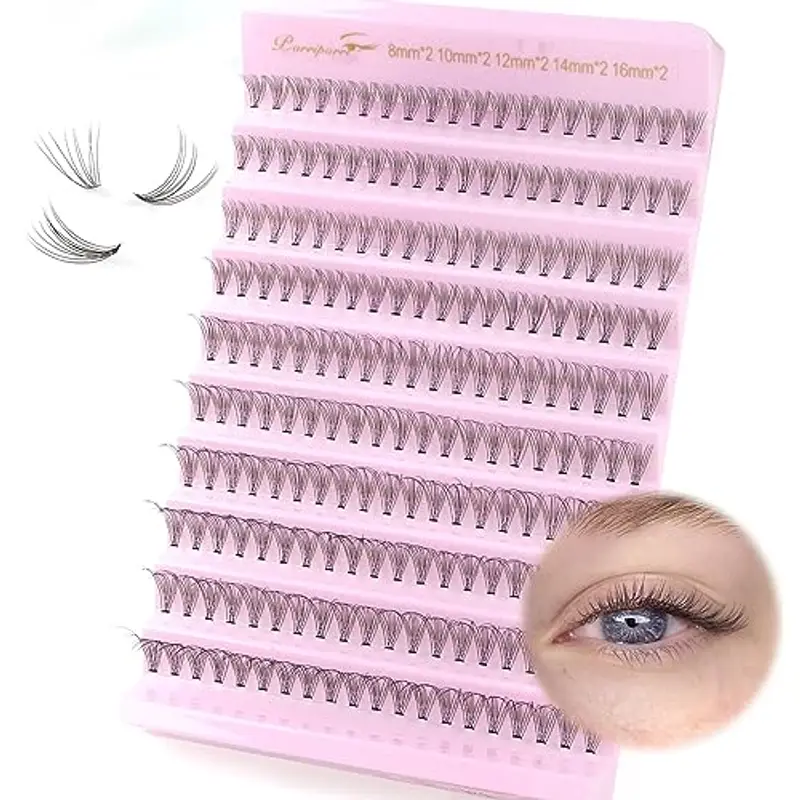 Parriparri Ciglia Finte Naturali Ciuffetti Extension Ciglia Individuali 10 Root C Curl 8-16mm Lunghezza Mista 200pcs Ciglia a Grappolo DIY Cluster Lashes