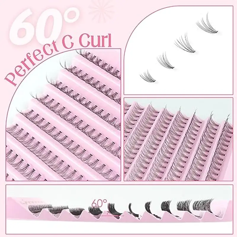 Parriparri Ciglia Finte Naturali Ciuffetti Extension Ciglia Individuali 10 Root C Curl 8-16mm Lunghezza Mista 200pcs Ciglia a Grappolo DIY Cluster Lashes miniatura 3