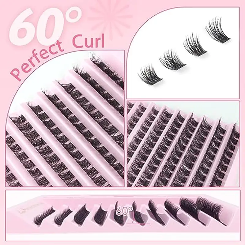 Parriparri Kit Ciglia Finte Ciuffetti Naturali Ciglia a Grappolo con Bond e Seal e Pinzette 120 Ciuffi Ciglia Extension Fai Da Te per Uso Personale a Casa miniatura 3