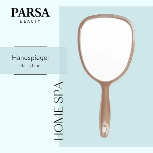 PARSA Beauty - Specchio a mano colore champagne con impugnatura ergonomica per trucchi, rasatura, cura del viso miniatura 2