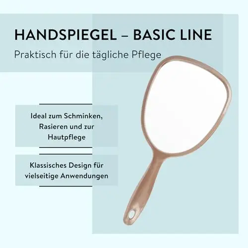 PARSA Beauty - Specchio a mano colore champagne con impugnatura ergonomica per trucchi, rasatura, cura del viso miniatura 3