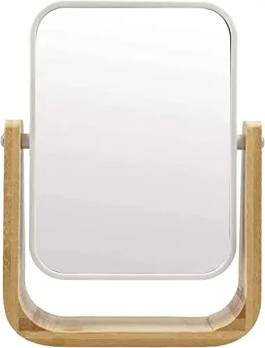 PARSA BEAUTY - Specchio cosmetico con ingrandimento 5x, 22 x 5 cm, in legno di bambù