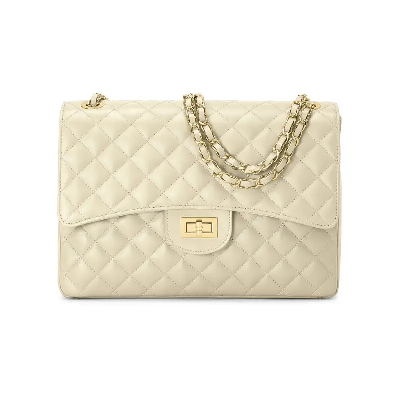 Borsa Donna a Spalla Beige, in Vera Pelle, Made In Italy, Vivienne Beige