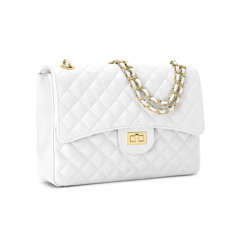 Borsa Donna a Spalla Bianca, in Vera Pelle, Made In Italy, Vivienne Bianco miniatura 3