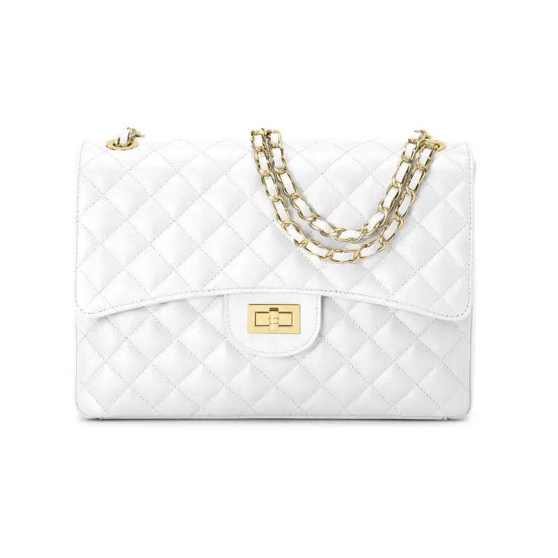 Borsa Donna a Spalla Bianca, in Vera Pelle, Made In Italy, Vivienne Bianco