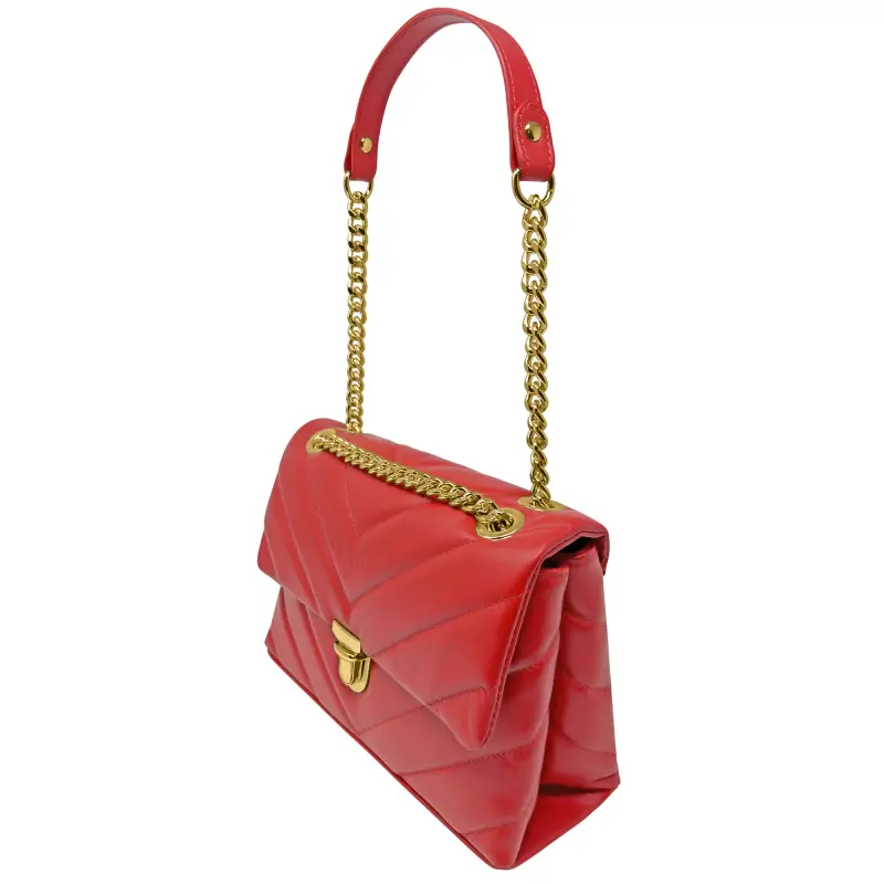 Borsa Donna a Spalla e Tracolla Rossa, In Vera Pelle, Made in Italy, Elda Rosso miniatura 3