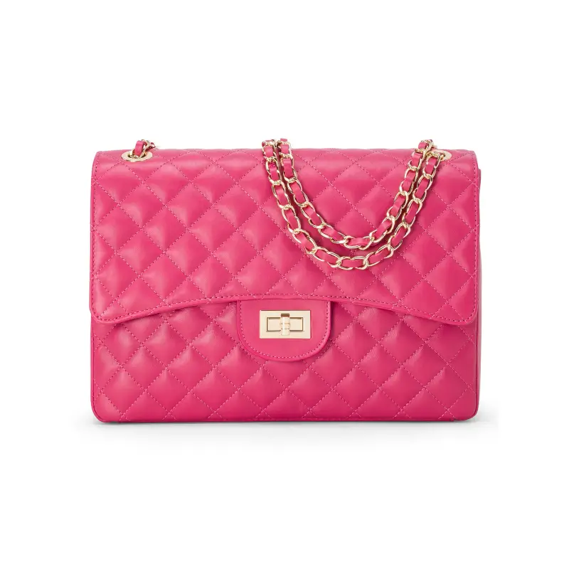 Borsa Donna a Spalla Fucsia, in Vera Pelle, Made In Italy, Vivienne Fucsia