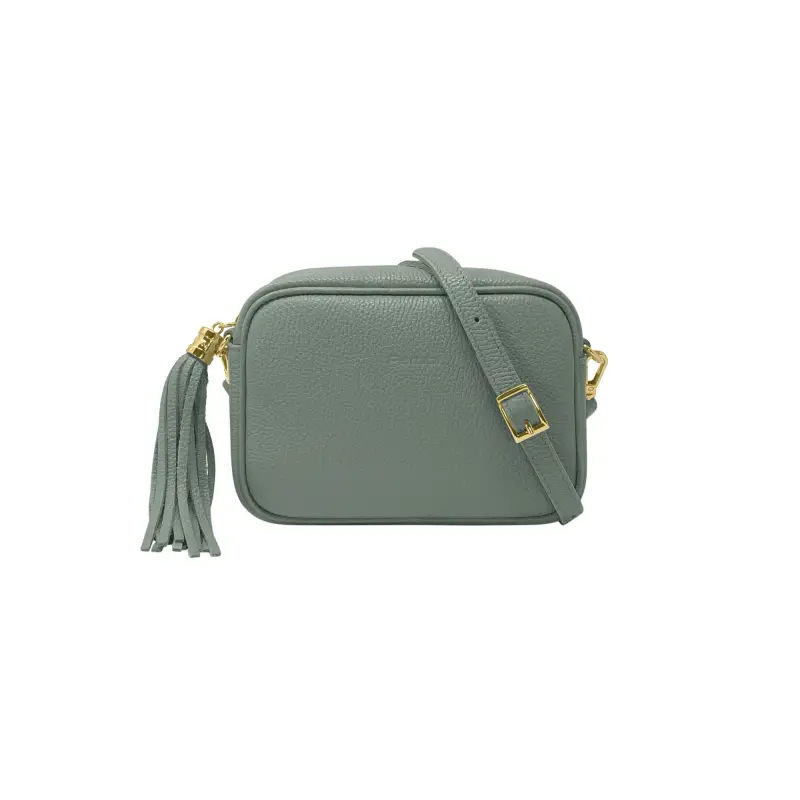 Borsa Donna a Tracolla Grigio Azzurro, In Vera Pelle, Made in Italy, Anastasia Grigio