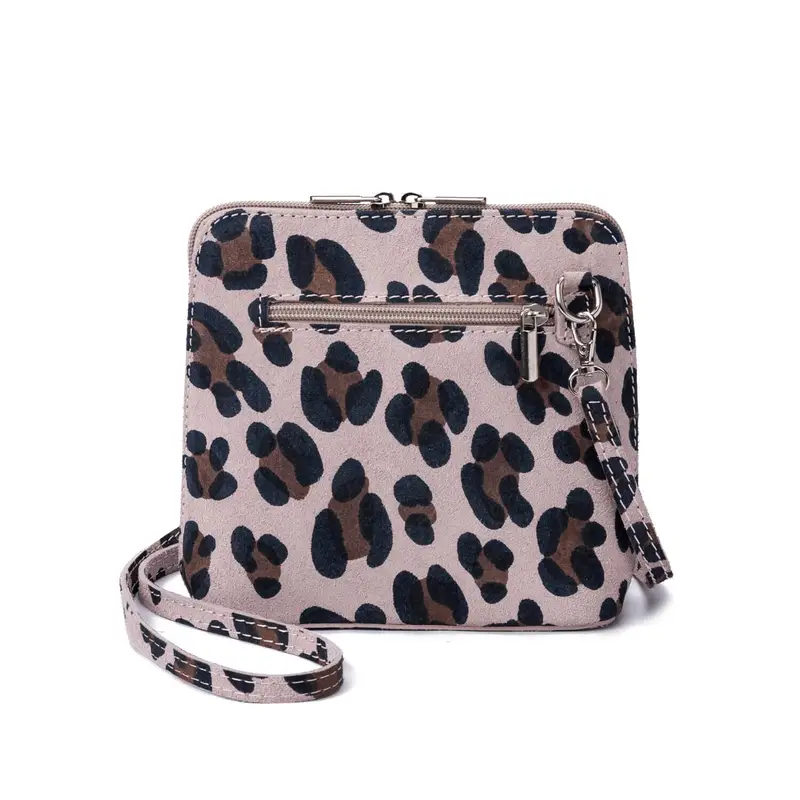 Borsa Donna a Tracolla, In Vera Pelle Scamosciata, Made in Italy, Modello Alina 4.0 Beige miniatura 3