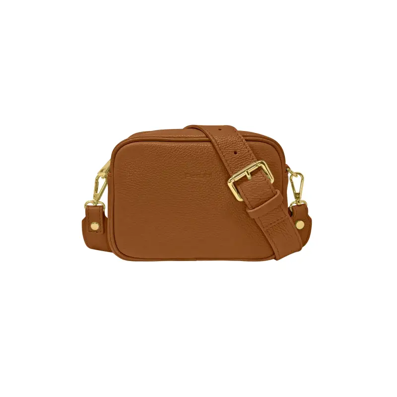 Borsa Donna a Tracolla Marrone Chiaro, In Vera Pelle, Made in Italy, Ginevra Marrone