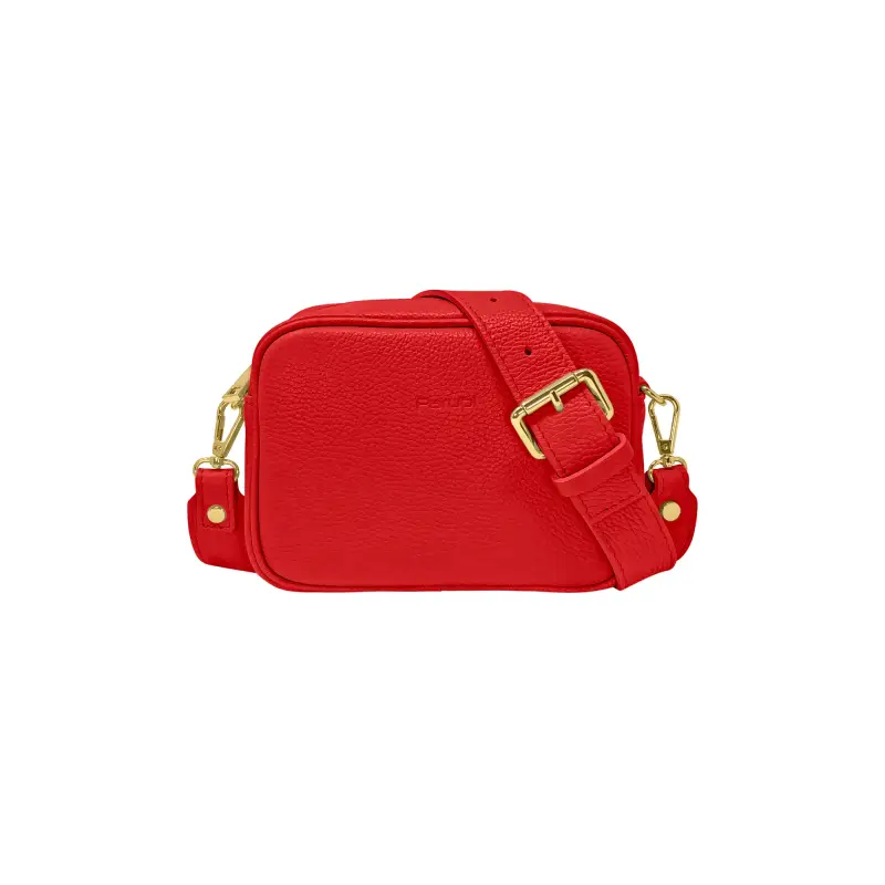 Borsa Donna a Tracolla Rossa, In Vera Pelle, Made in Italy, Ginevra Rosso