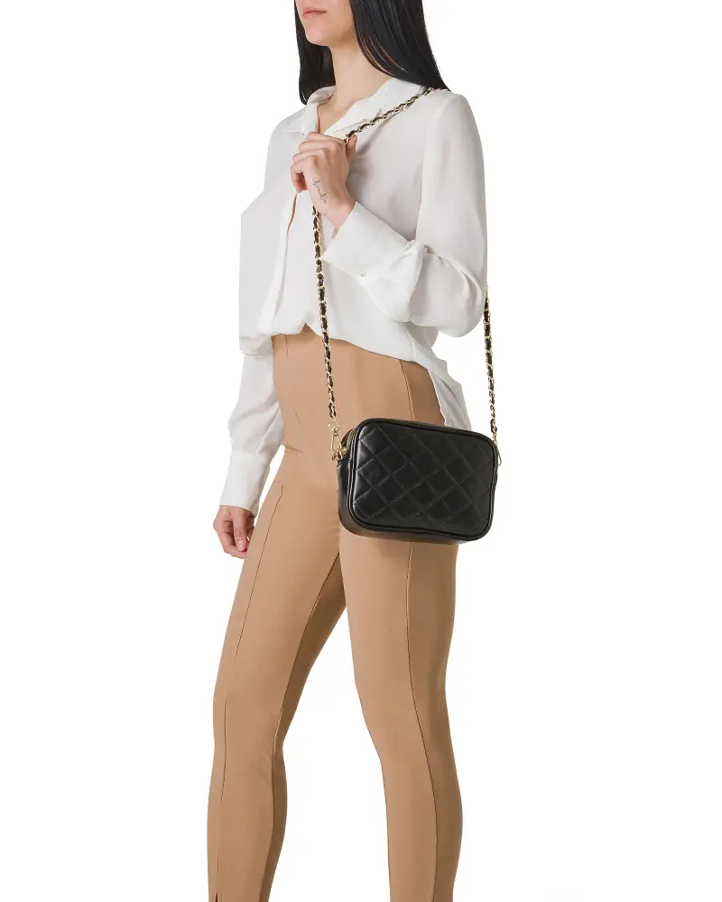 Borsa Donna a Tracolla Trapuntata Rosso Mattone, In Vera Pelle, Made in Italy, Nora Rosso miniatura 2