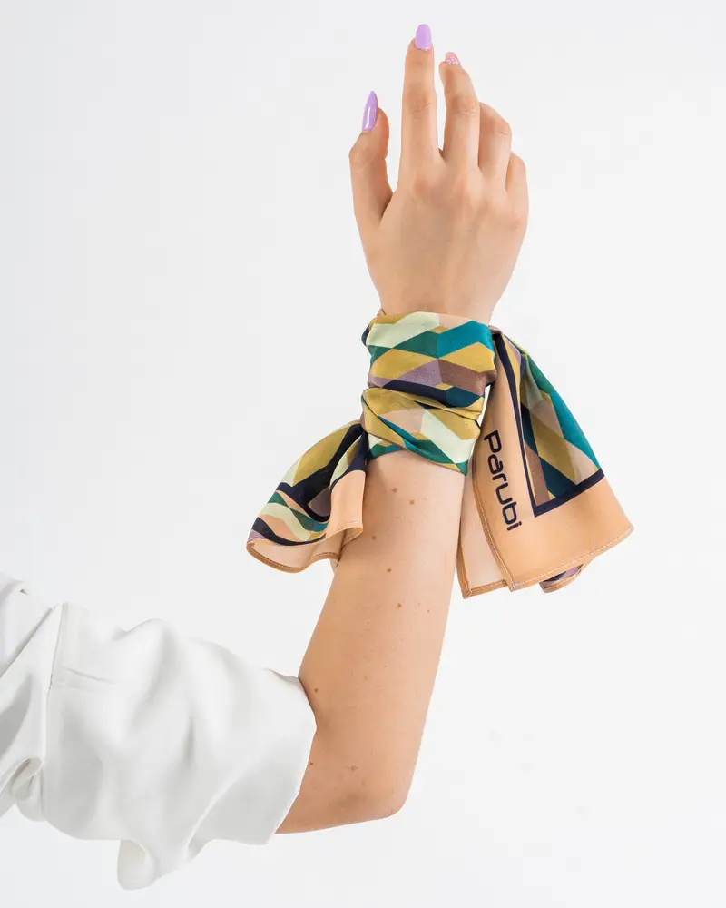 Foulard Donna, 100% Seta, Made in Italy, Rettangolare 40x90, Stile Geometrico Default Title miniatura 2