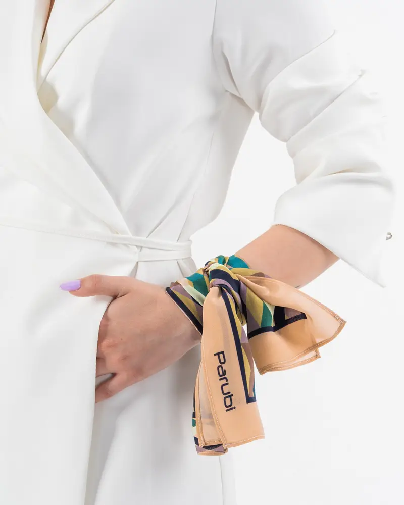 Foulard Donna, 100% Seta, Made in Italy, Rettangolare 40x90, Stile Geometrico Default Title miniatura 3