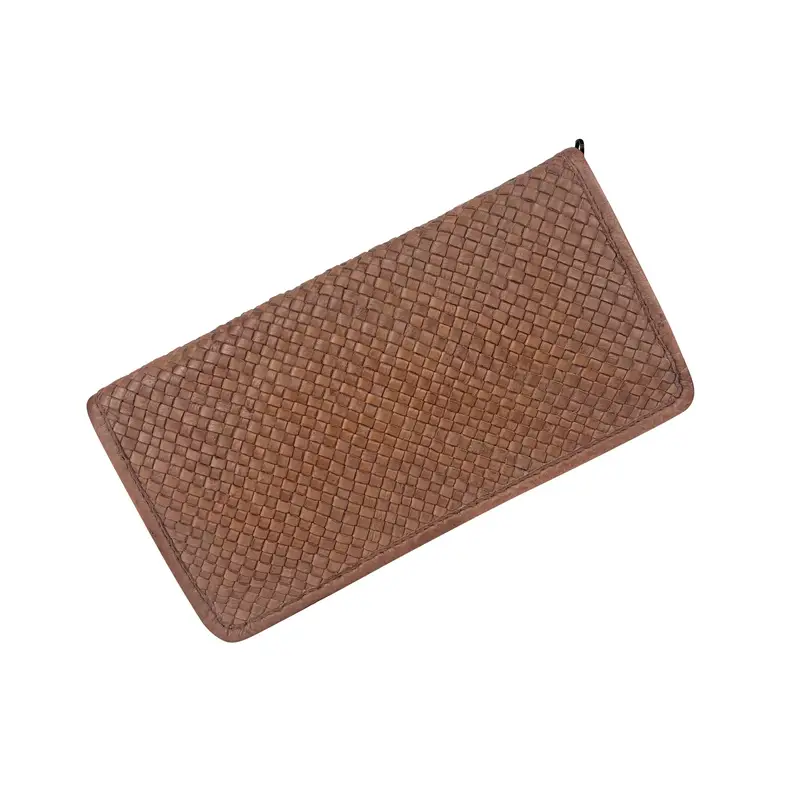 Portafoglio Donna, In Vera Pelle Intrecciata, Modello Livia Taupe miniatura 2
