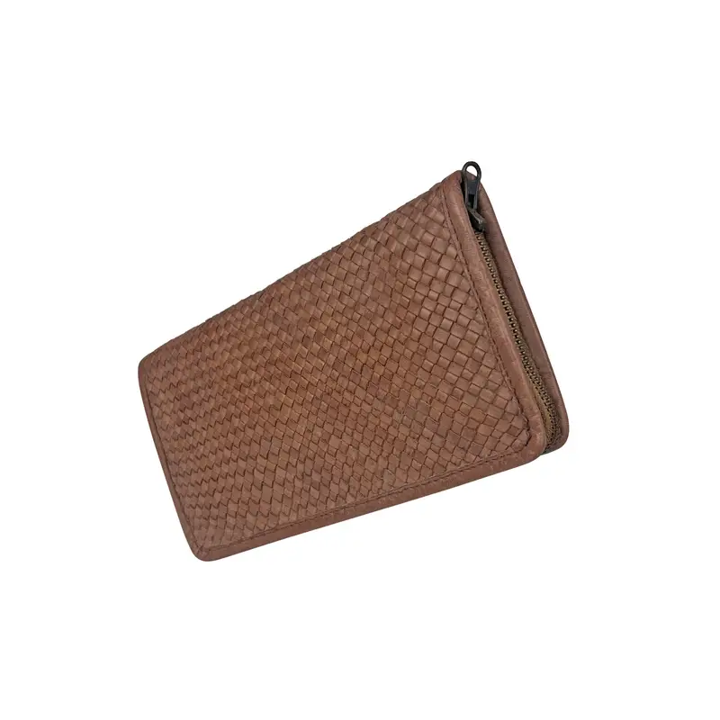 Portafoglio Donna, In Vera Pelle Intrecciata, Modello Livia Taupe miniatura 3