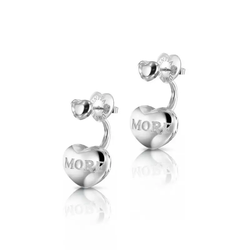 Orecchini in oro bianco con smalto rosso miniatura 2