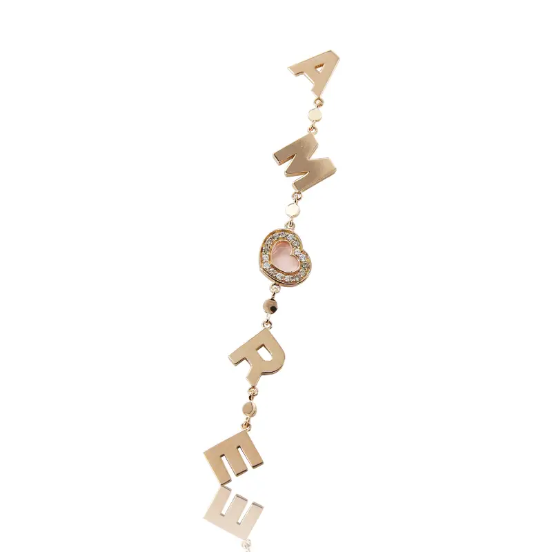 Orecchino in Oro Rosa con Quarzo Rosa, Diamanti Bianchi e Champagne miniatura 2