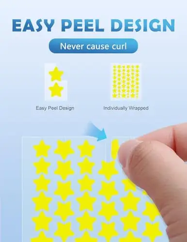 Patch Brufoli, Pimple Patch, 510pezzi 5Colori e 5Misure(8, 10, 12, 14, 16mm)Cerotti Brufoli Viso, Patch Brufoli Stelline miniatura 3