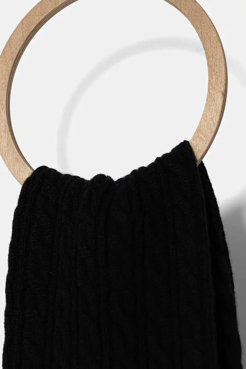 sciarpa in lana donna colore nero con applicazione AC1048041 miniatura 2