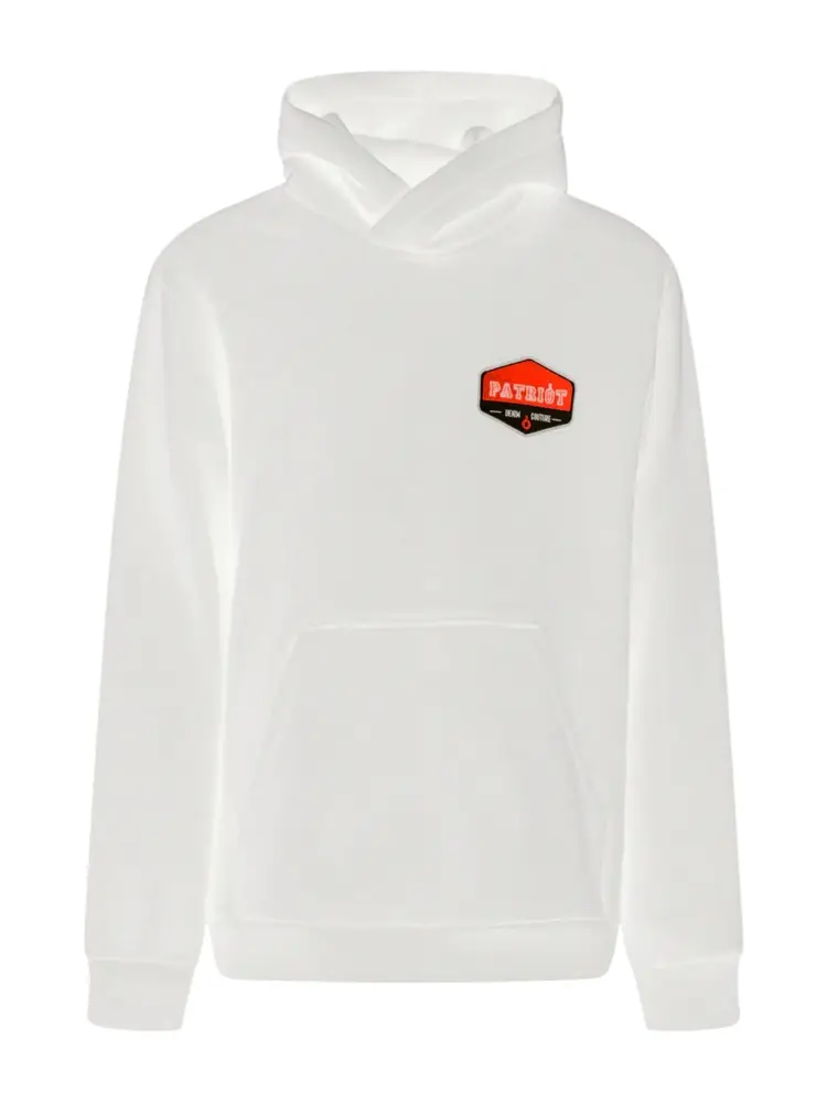 felpa con cappuccio bianca con patch logo