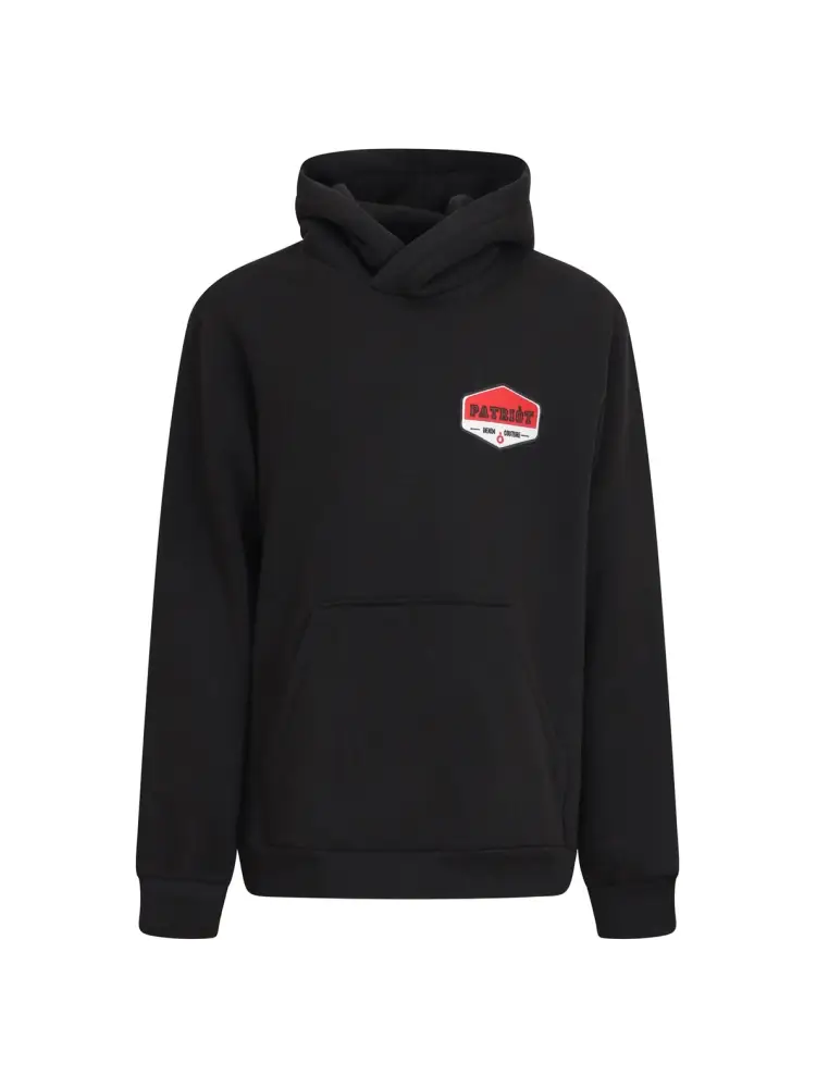 felpa con cappuccio nera con patch logo