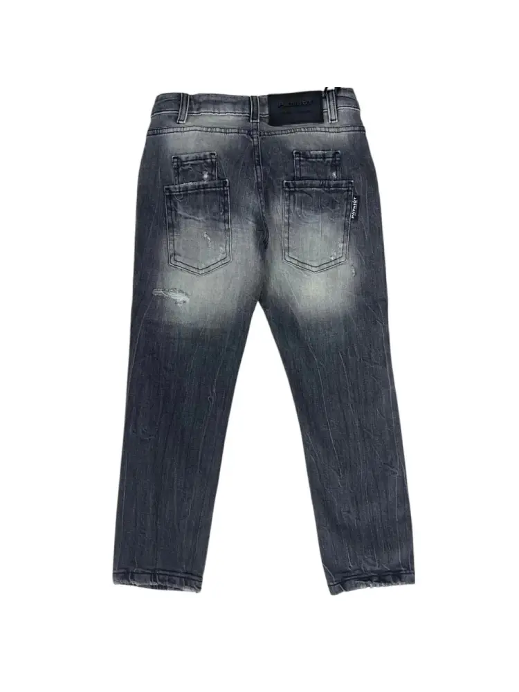 pantalone in denim nero bambino regular logo sul davanti miniatura 2