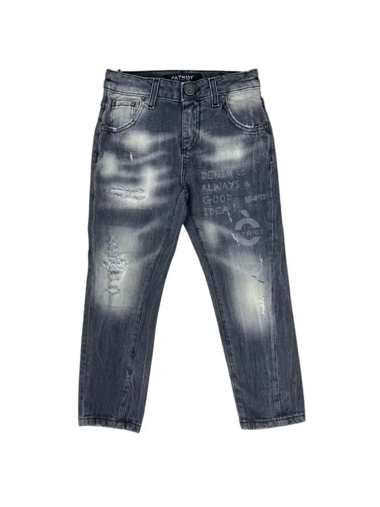 pantalone in denim nero bambino regular logo sul davanti