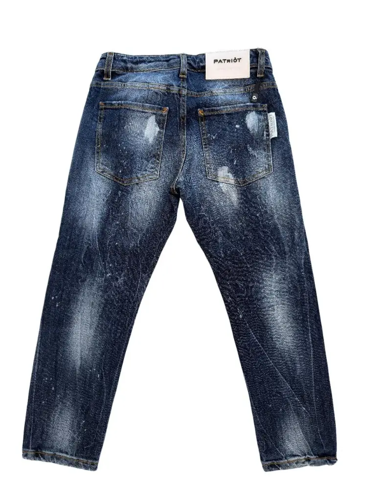 pantalone in denim scuro bambino patch logo sul retro miniatura 2