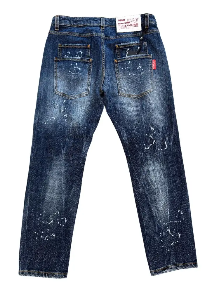 pantalone in denim scuro bambino patch logo sul retro miniatura 2