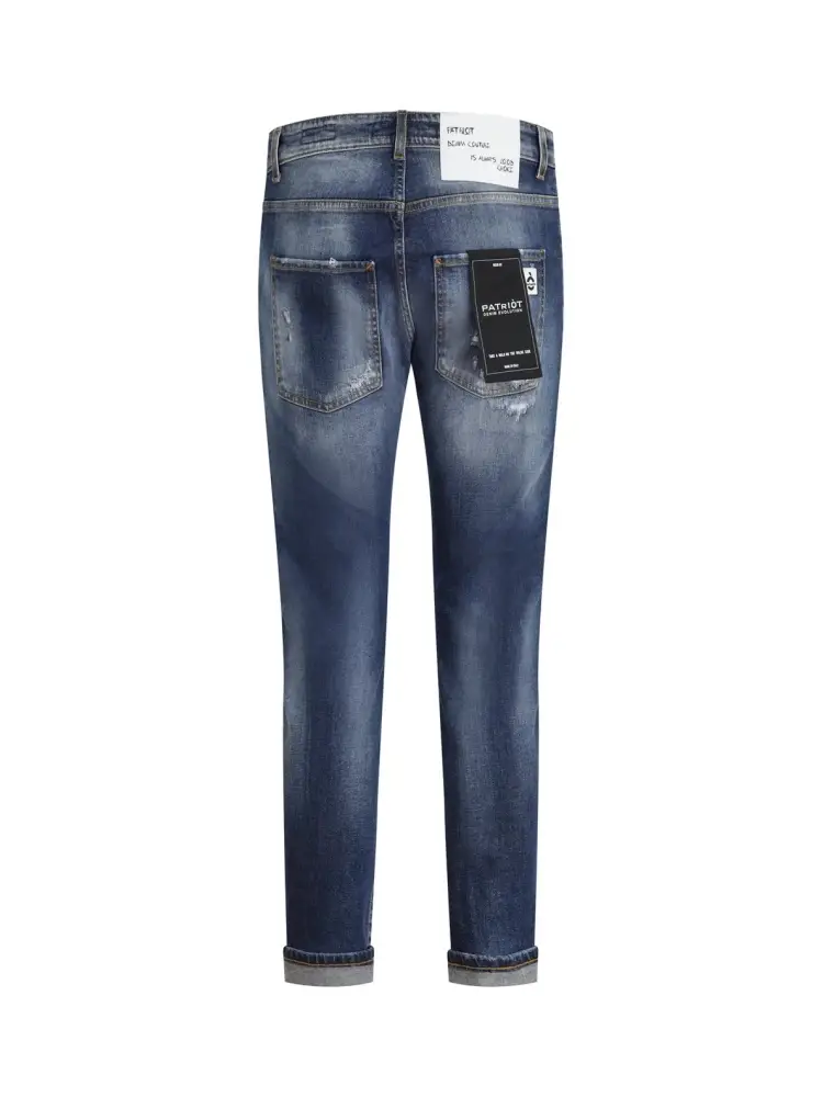 pantalone in denim scuro uomo patch logo sul retro miniatura 2