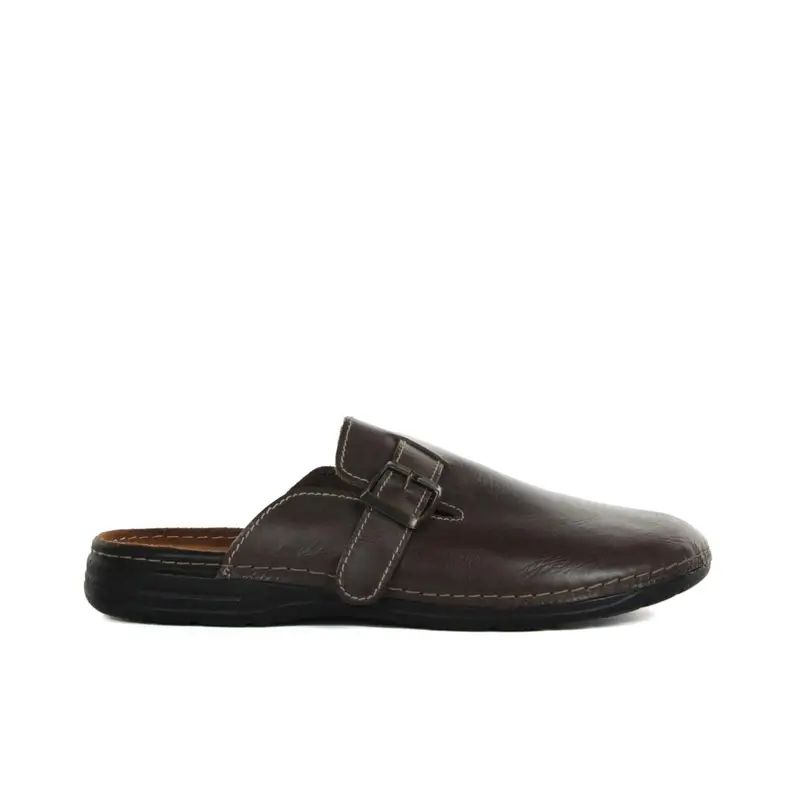 Ciabatte uomo marroni da casa con fibbia