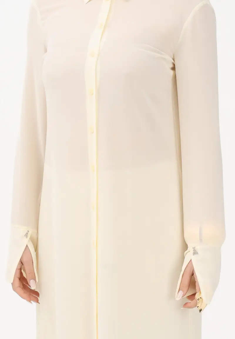 Abito chemisier lungo giallo da donna con schiena scoperta miniatura 3