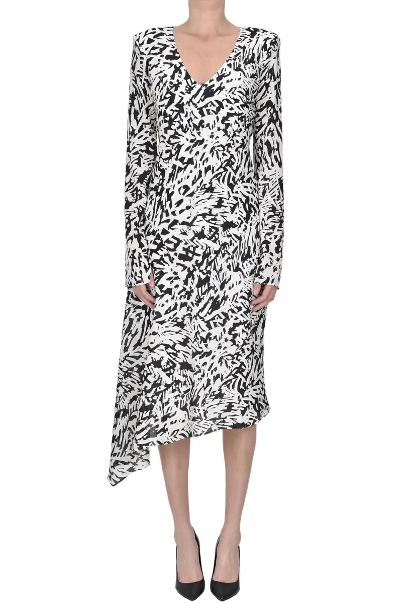 Abito in crepè stampato Bianco