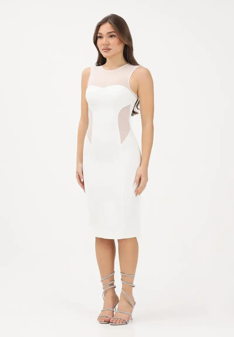 Abito midi a tubino bianco da donna