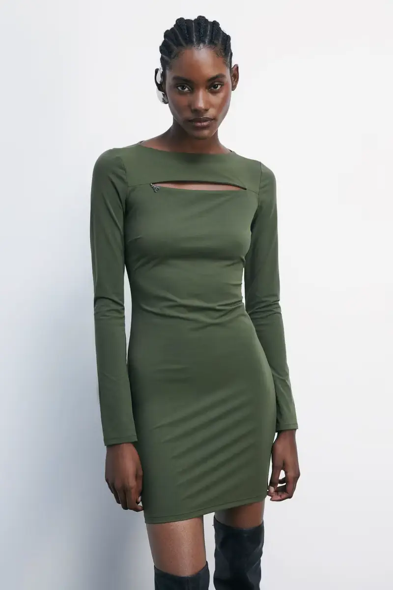 Abito mini bodycon con cut-out Verde