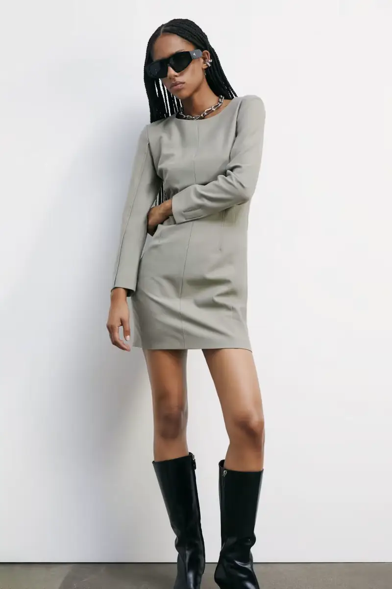 Abito mini "ESSENTIAL" sartoriale Beige