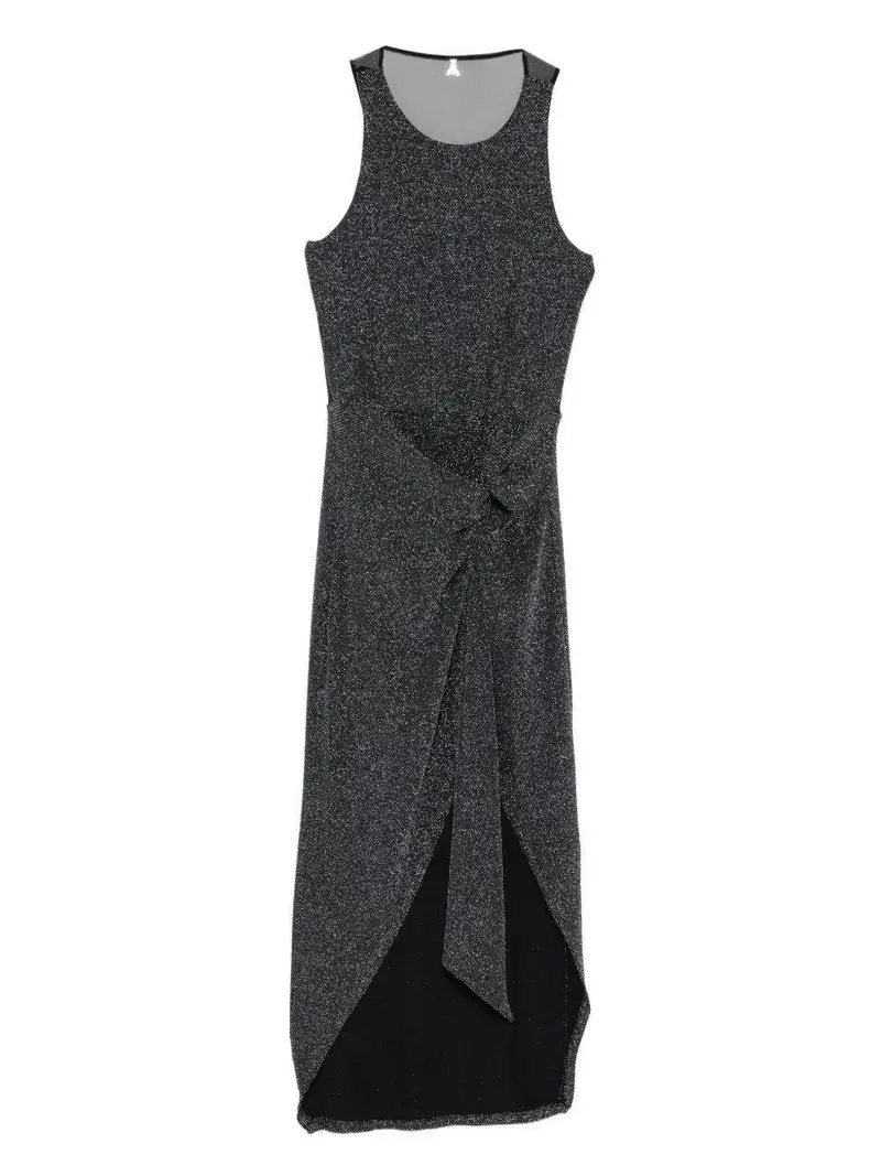 Abito nero midi drappeggiato lamé