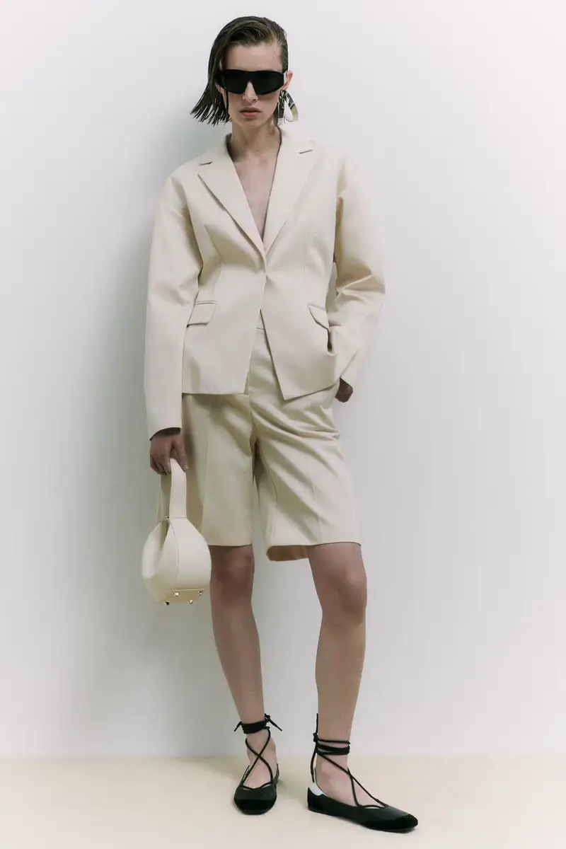 Bermuda sartoriali in cotone Bianco