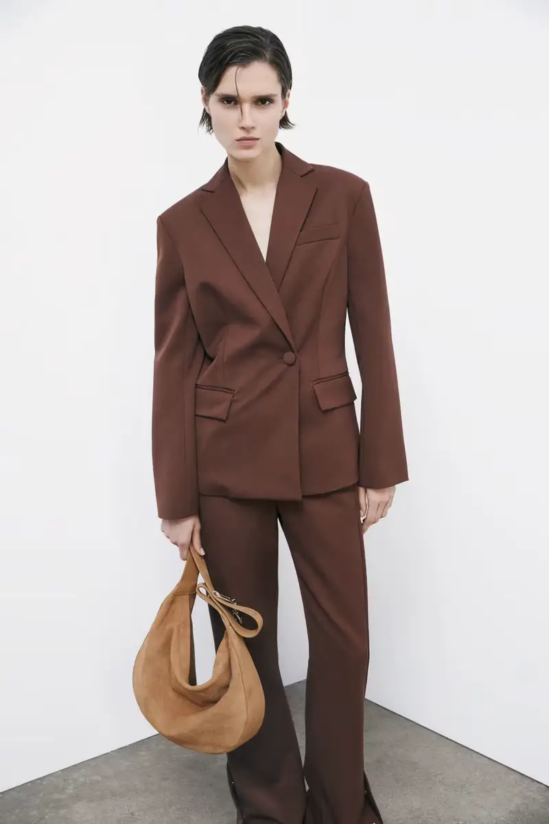Blazer asimmetrica in gabardina Marrone