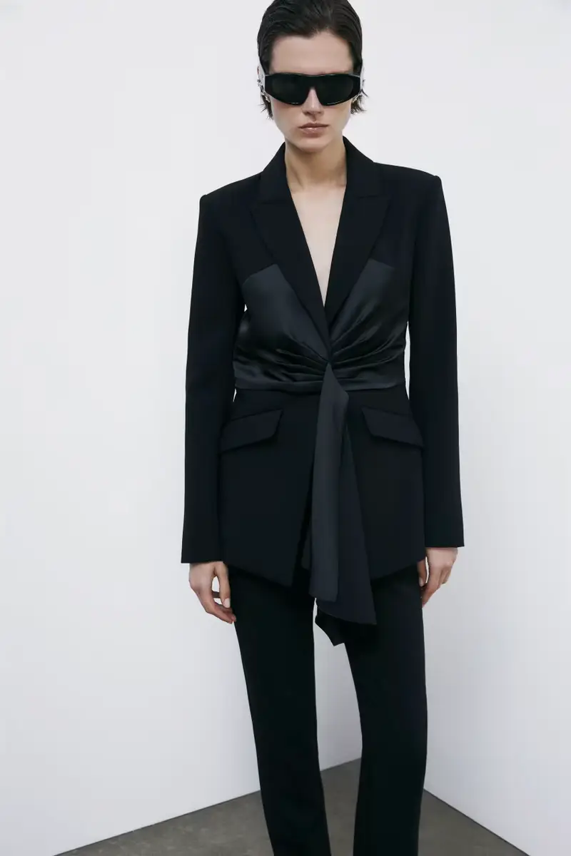 Blazer con drappeggio Nero